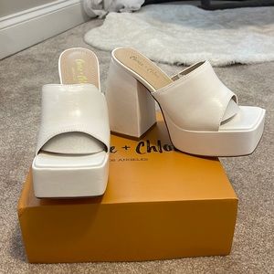 Chase & Chloe White Platform Heels